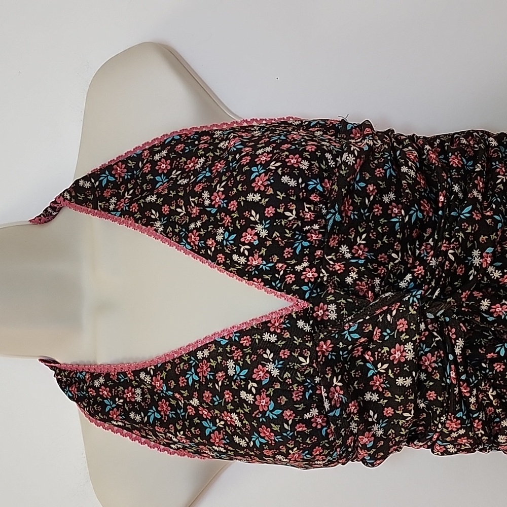 Candie's Y2K  Baby  Doll Floral Halter Top - Black and Pink Sz Meduim - Picture 3 of 16